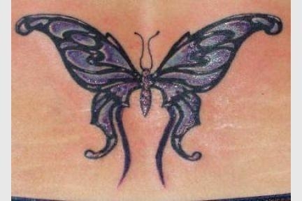 lower back butterfly tattoo. design lower back butterfly