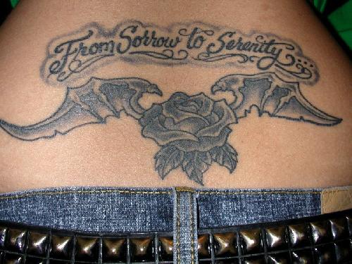 back tattoo name. lower ack name tattoo and