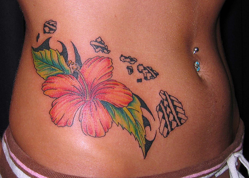 hawaii island flower tattoos