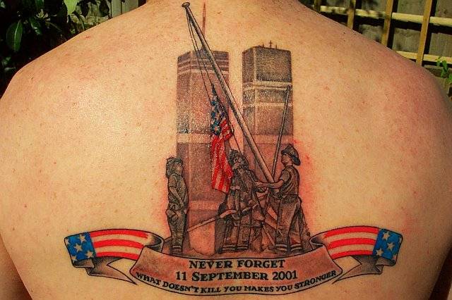 best september 11 01 tattoo. Twin Tower and Firefighters Tattoo