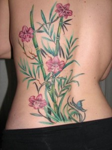 pink flower bamboo tattoo