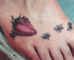 strawberry foot tattoo