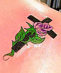 cross rose tattoo